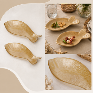 Set 2 Piatti Pesce in Vetro Sabbia 25x12 cm
