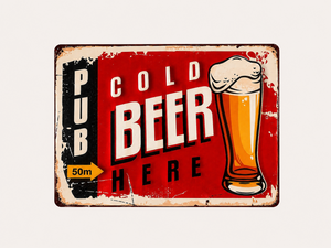 Tabella decorativa "Cold Beer" in latta H40x30 cm