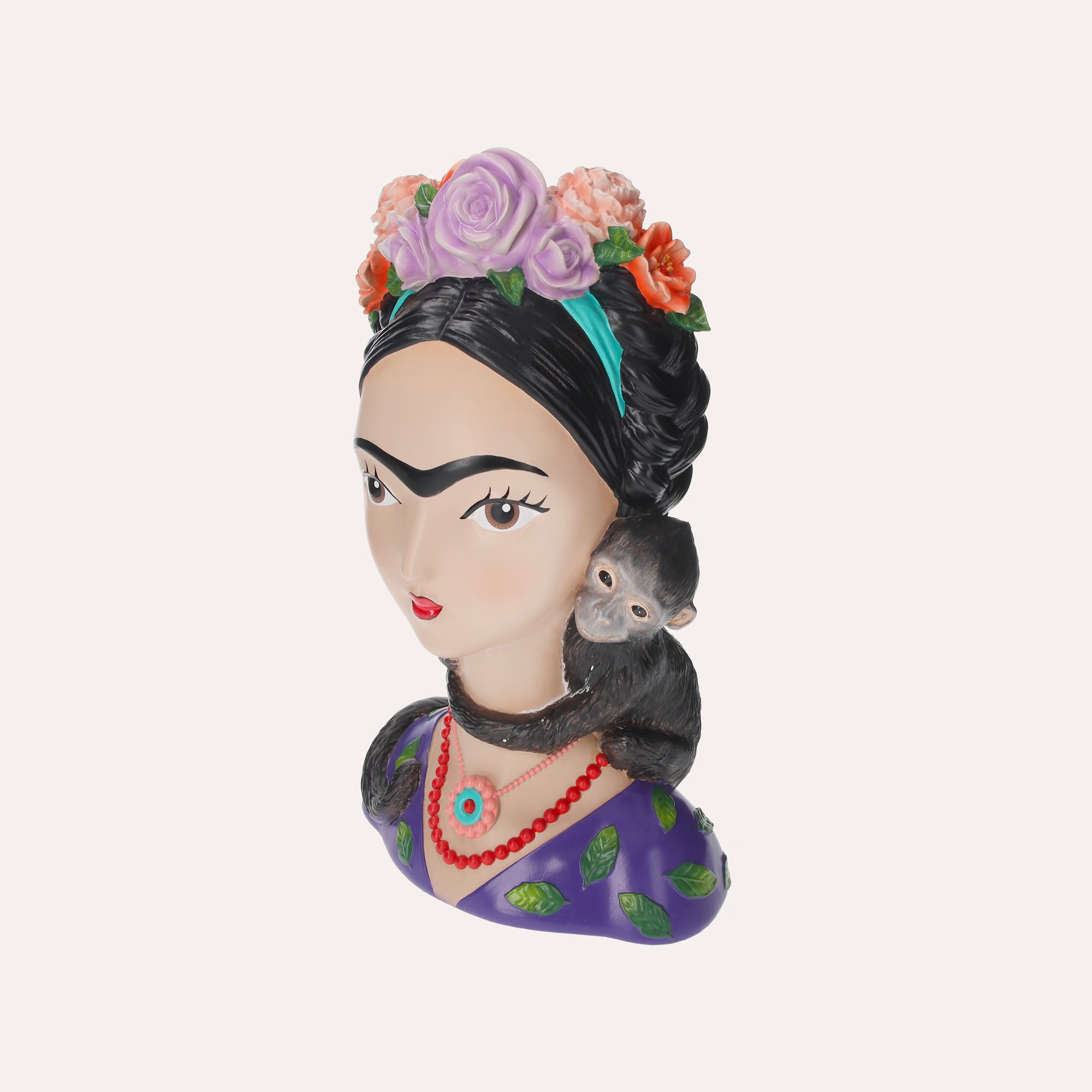 Decorative Resin Bust of a Woman with a Monkey