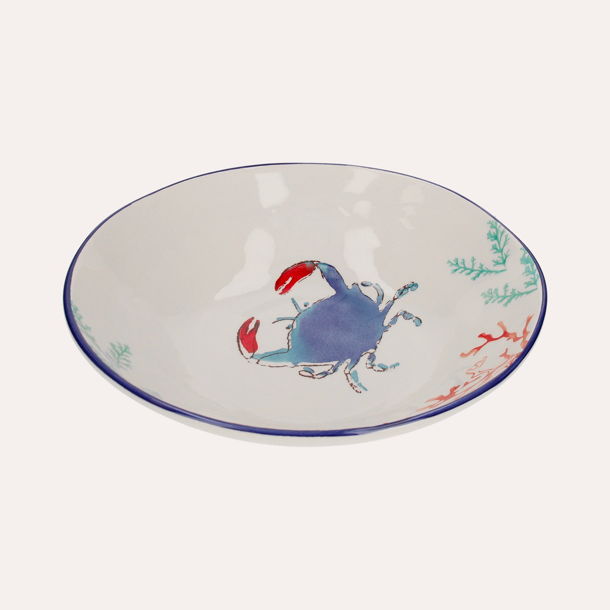 Ceramic Salad Bowl with Crabs and Corals