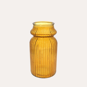 Vaso Rigato Basso Giallo in Vetro H29 D14.5