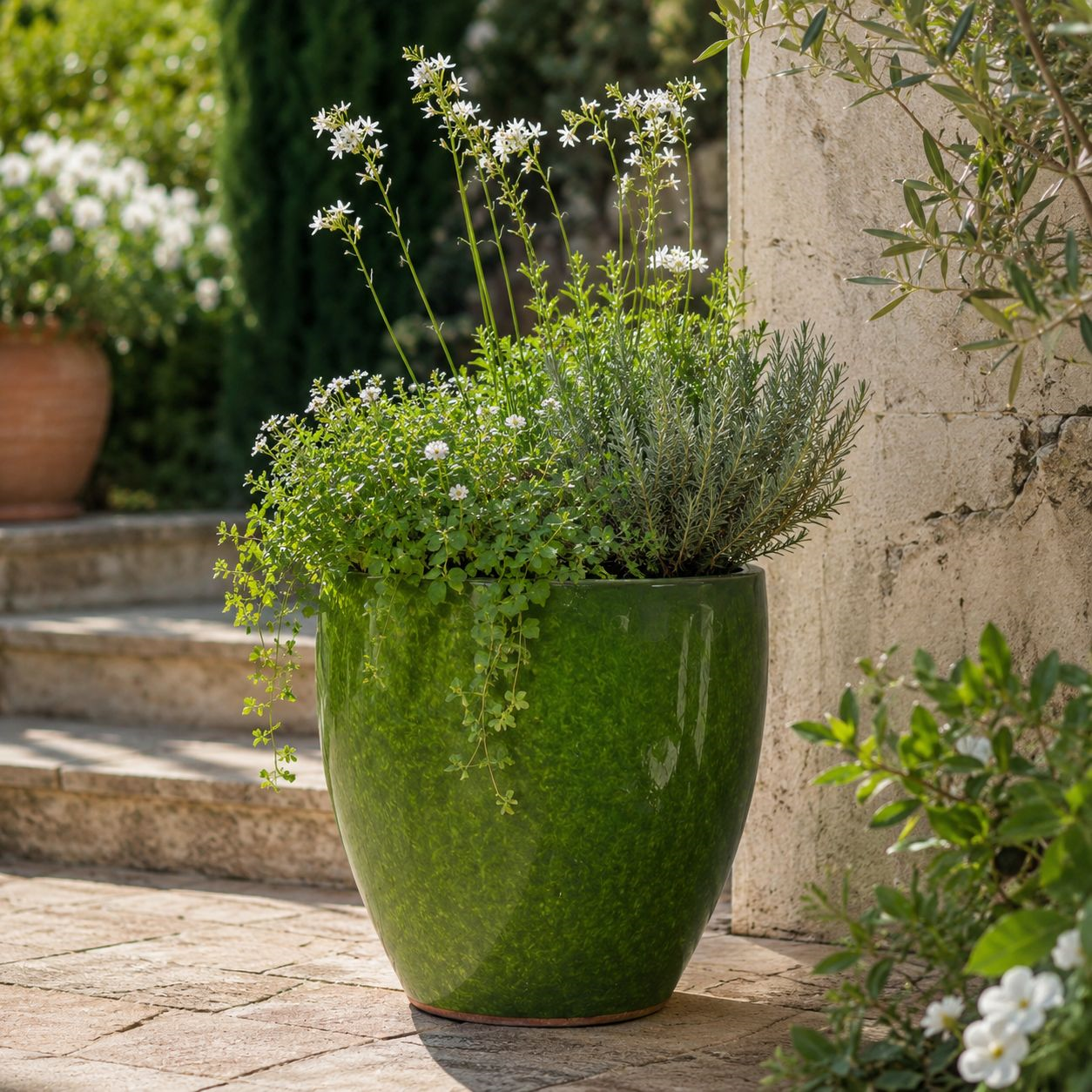 Vaso in Terracotta Rivestita Verde D40 H60