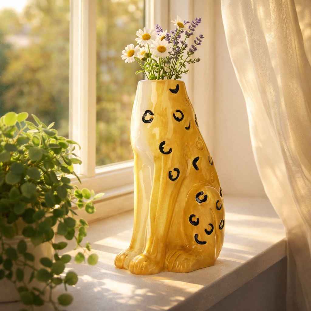 Vaso in Ceramica Ghepardo giallo – Stile e Design per la casa