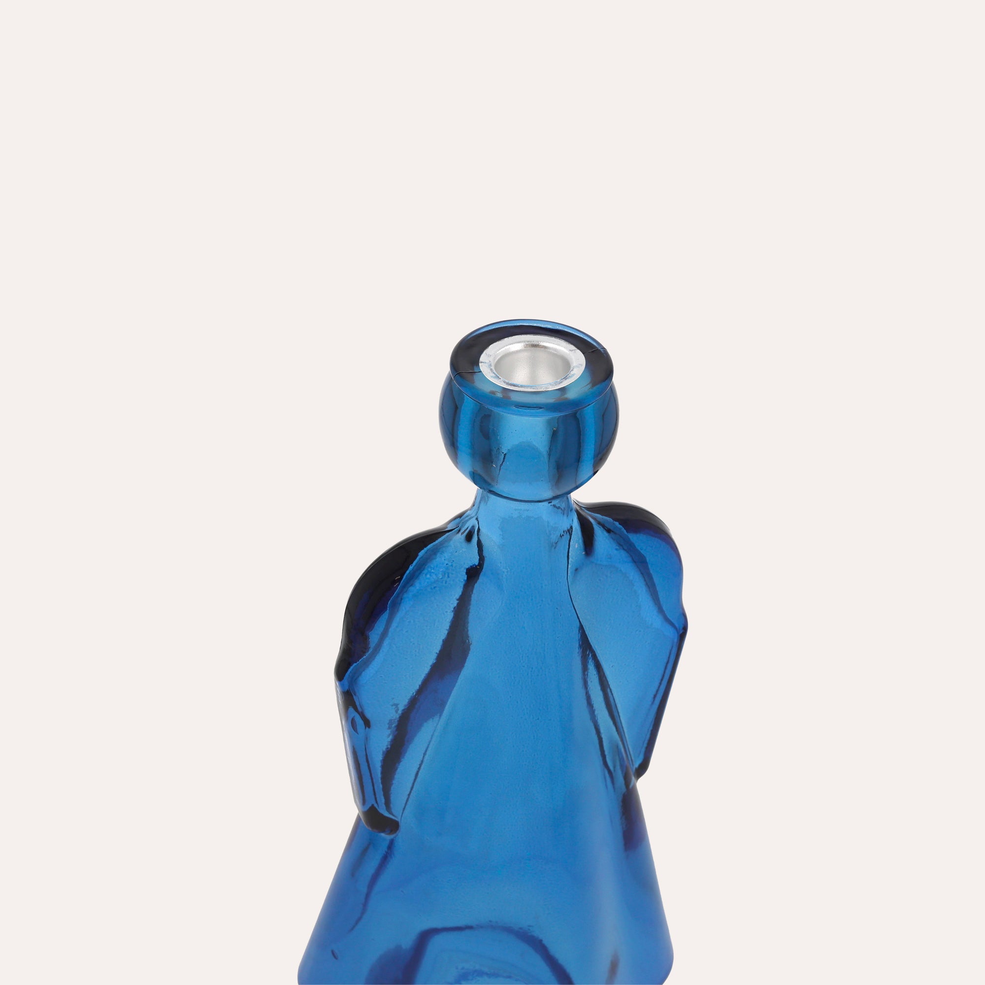 Glass Angel with Blue Candle Holder (10x8x24cm)