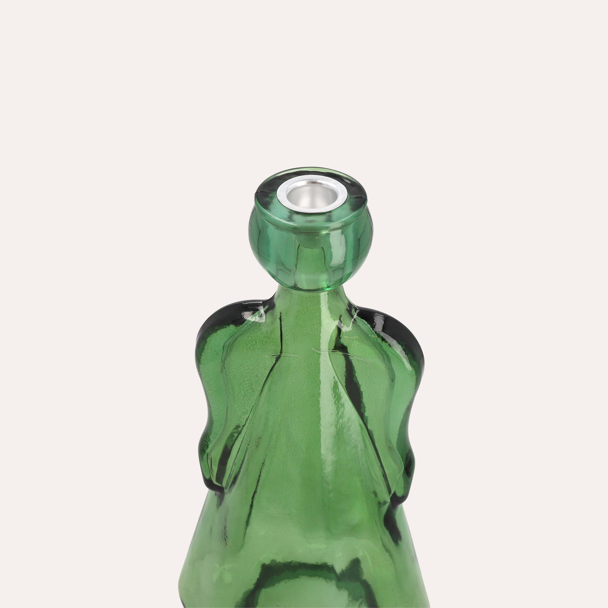 Glass Angel with Green Candle Holder (10x8x24cm)