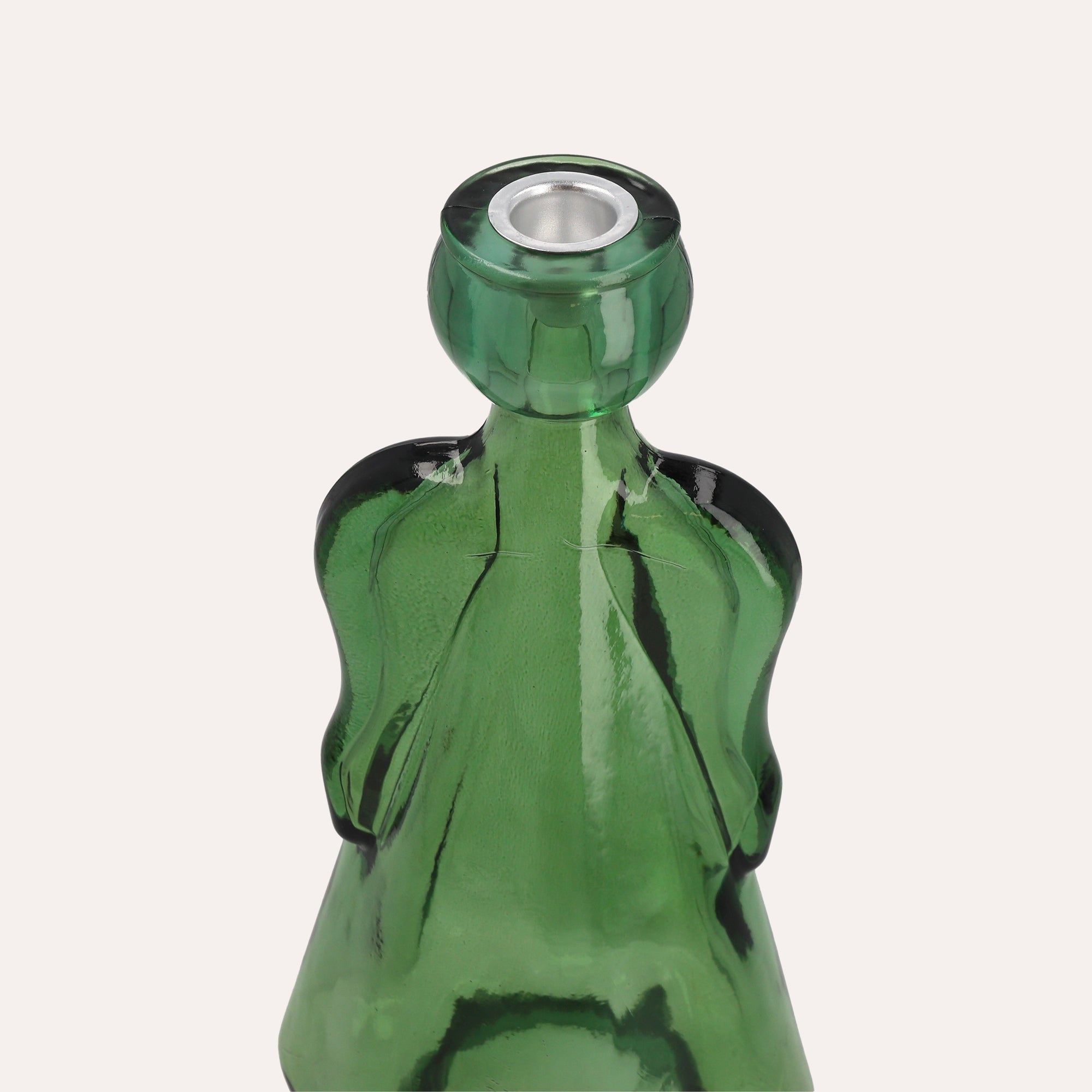 Glass Angel with Green Candle Holder (10x8x34cm)