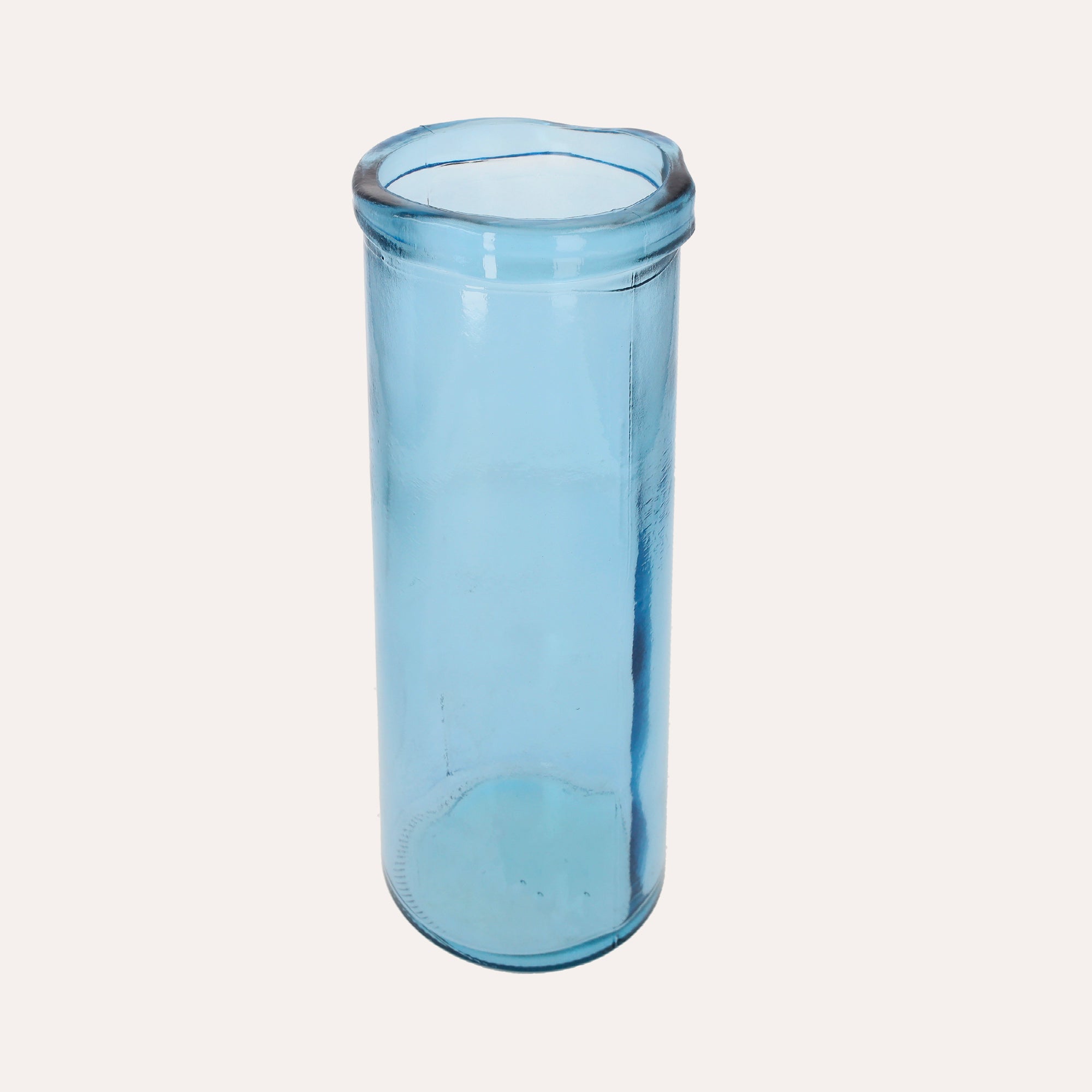 Turquoise Recycled Glass Cylindrical Vase for Flowers