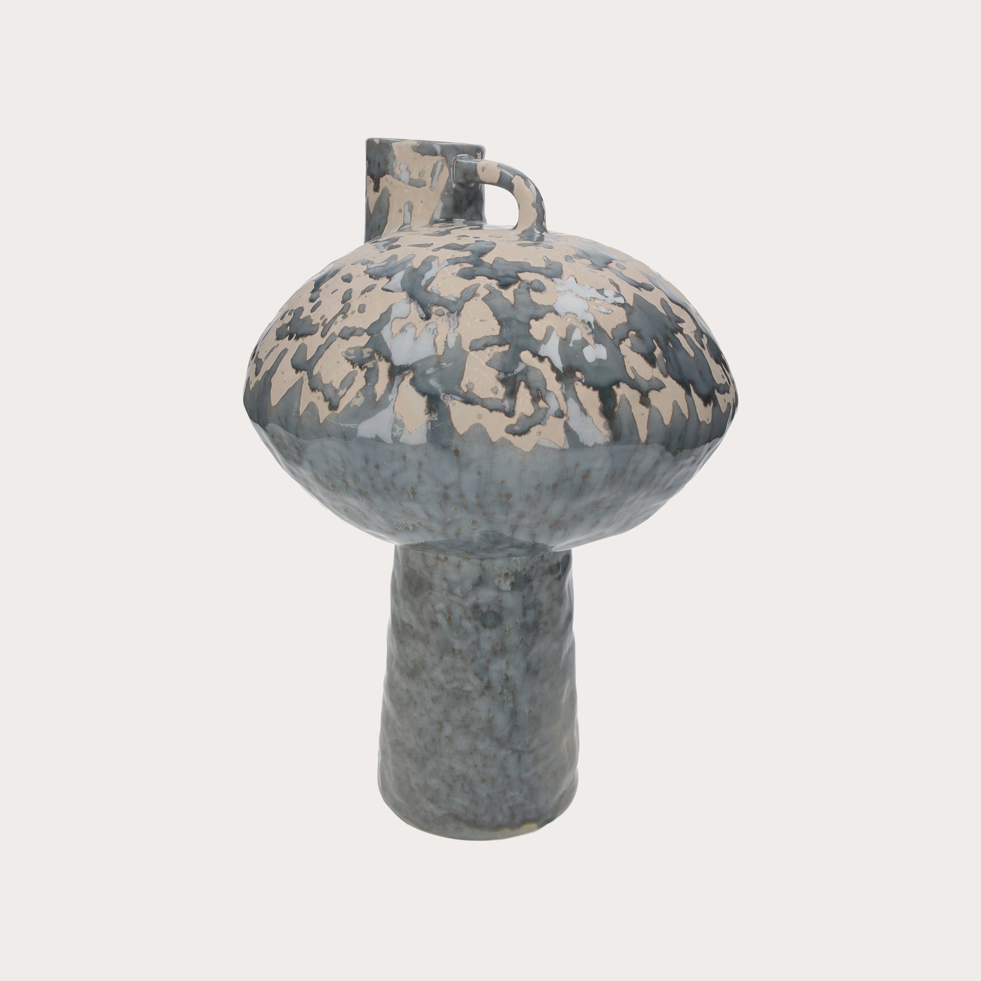 Vaso Brocca Minimalista in Ceramica Grigio/Azzurro