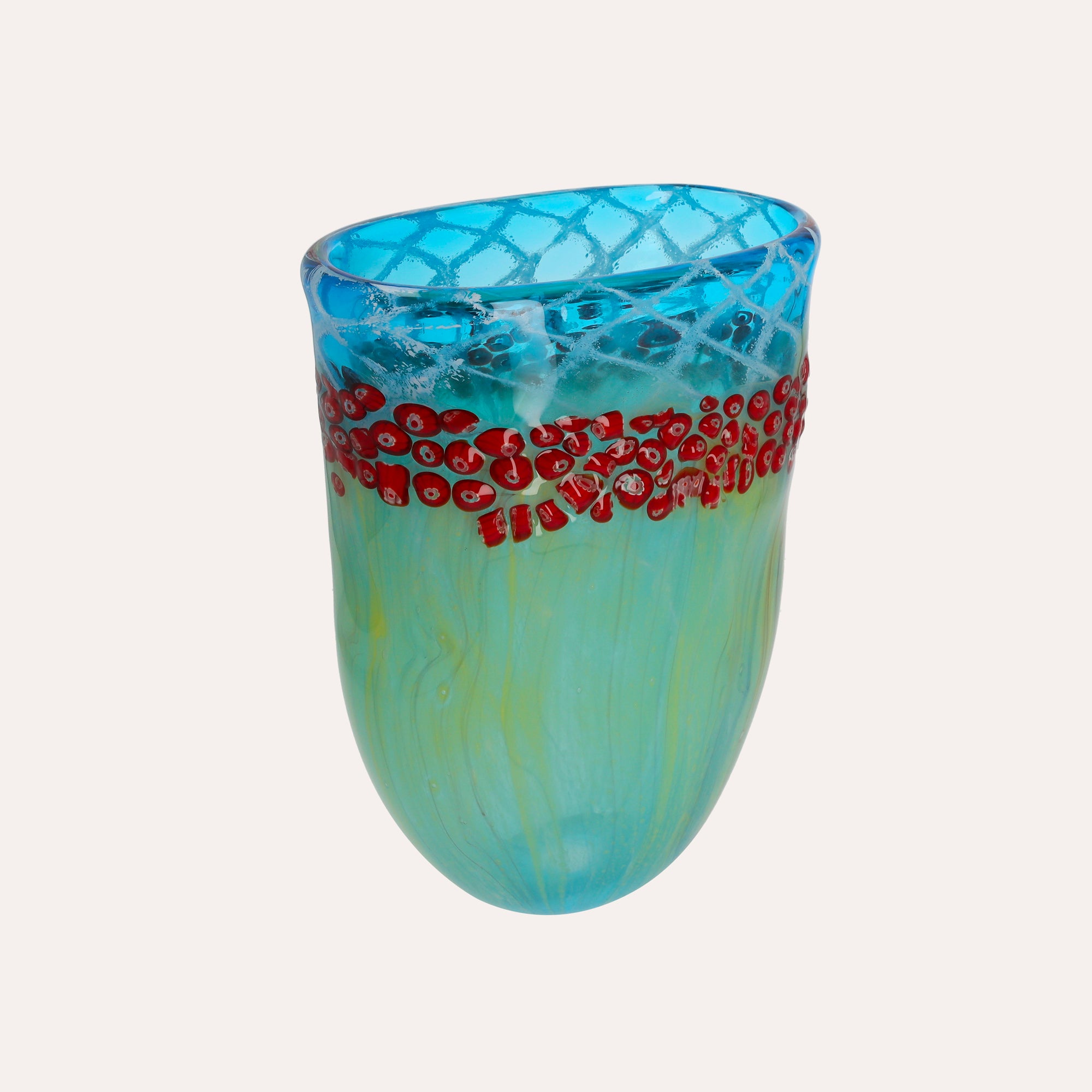 Vaso ovale decorativo in Vetro (34x20) Azzurro