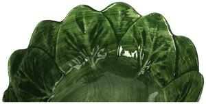 Ciotola Insalatiera in Ceramica Verde Smeraldo – Design a Forma di Verza d. 29 cm