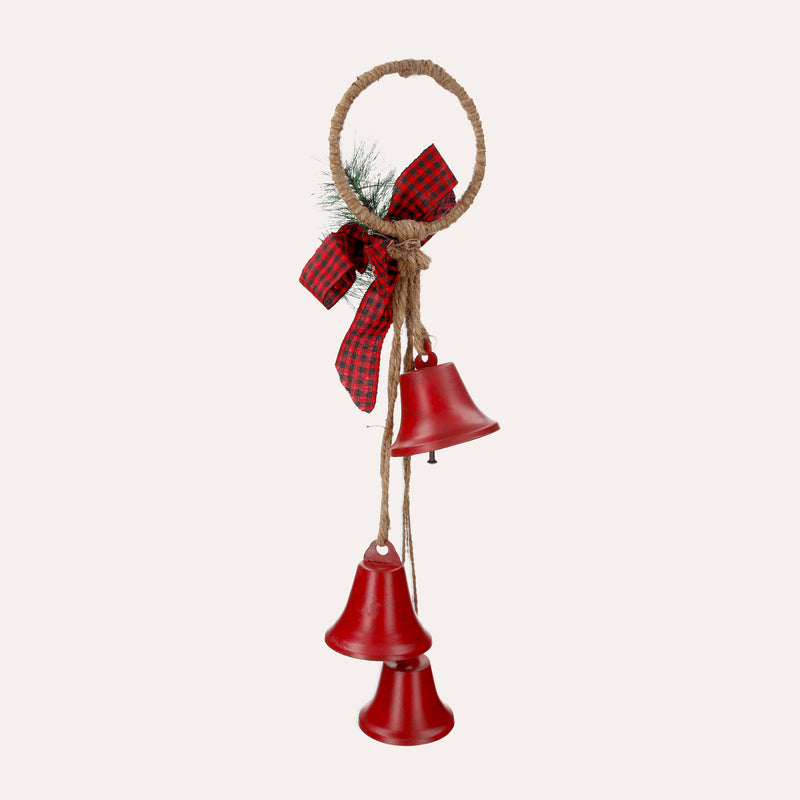 Tris di Campane Natalizie Rosse per Decorazioni Festive