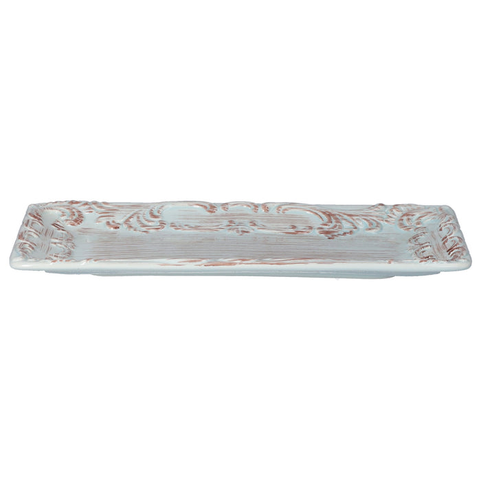 Vassoio Rettangolare in Ceramica Turchese con Decori