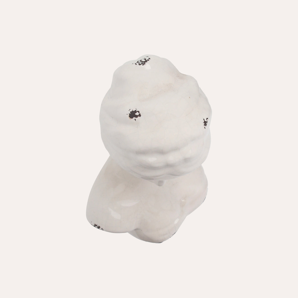 Soprammobile Busto Di Donna In Ceramica Bianca Antichizzata