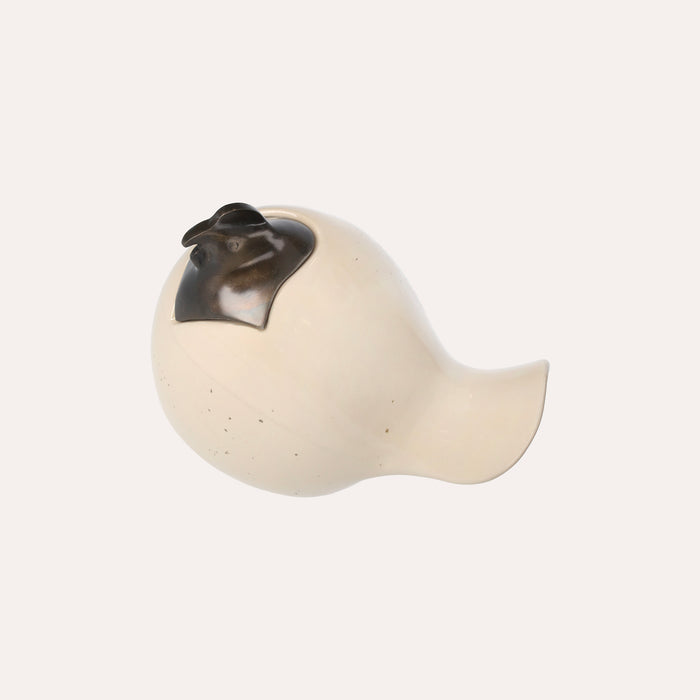 Soprammobile Chioccia In Ceramica Bianco Avorio, Regalo O Bomboniera