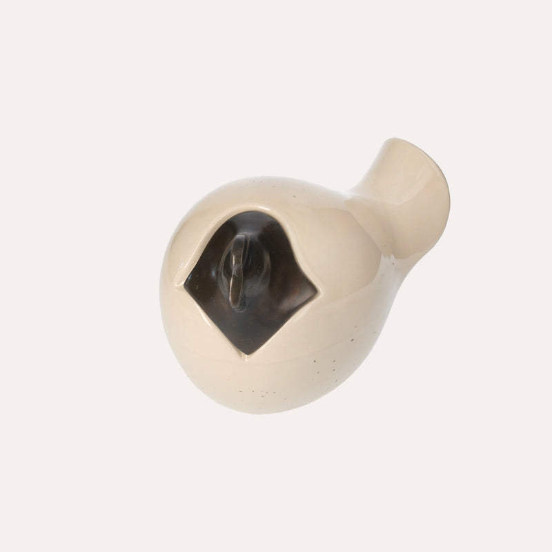 Soprammobile Chioccia In Ceramica Bianco Avorio, Regalo O Bomboniera