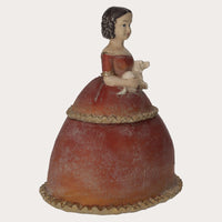 Cofanetto Rosso in Resina a Forma di Dama con Cane
