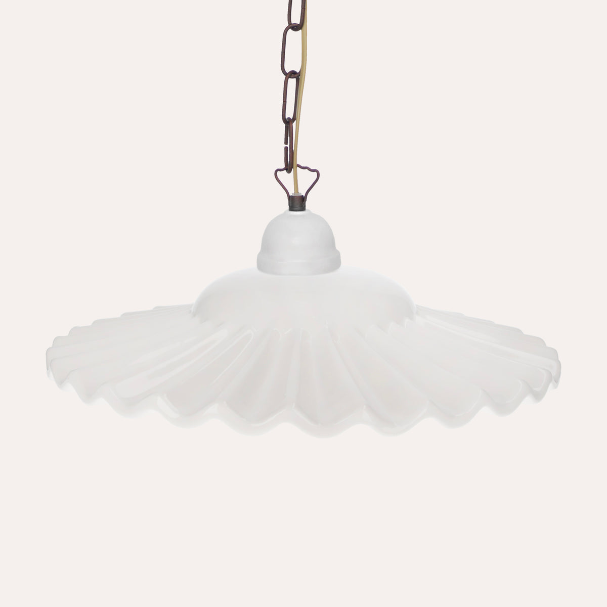 Lampadario in Ceramica Bianca Ondulata 39 cm - Made in Italy