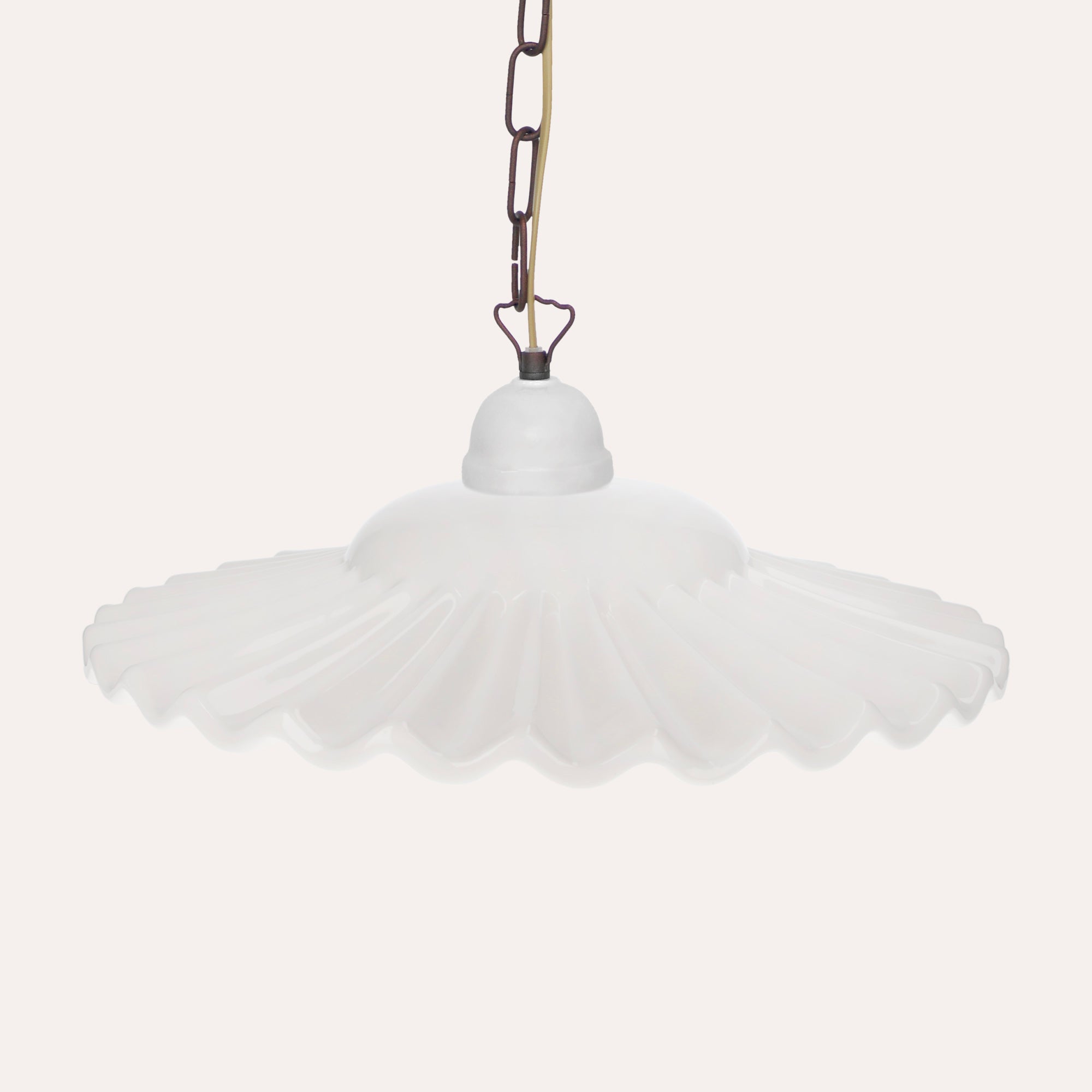 Lampadario in Ceramica Bianca Ondulata Ø 39 cm