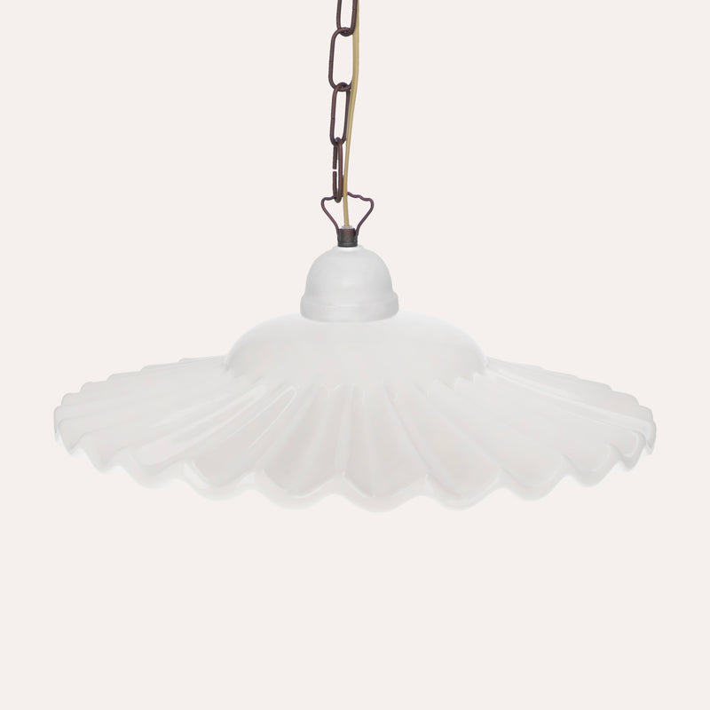 Lampadario in Ceramica Bianca Ondulata 39 cm - Made in Italy