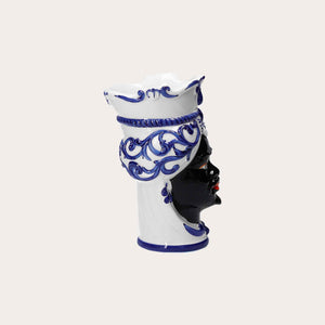 Vaso Testa di Moro Uomo in Ceramica Decorata - Atigianato Made in Italy h. 20 cm