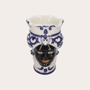Vaso Testa di Moro Uomo in Ceramica Decorata - Atigianato Made in Italy h. 20 cm