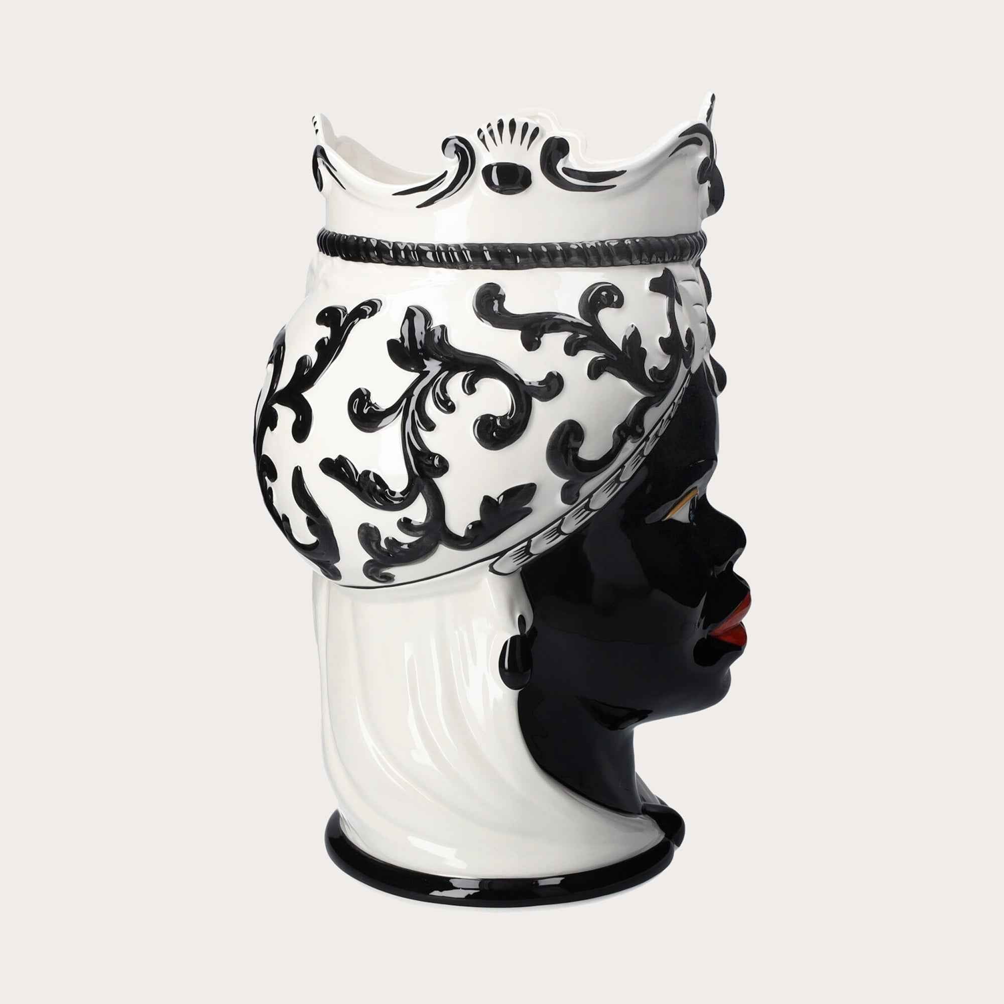 Vaso Testa Donna di Moro Grande in Ceramica – Artigianato Made in Italy h. 47 cm