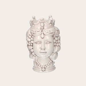 Vaso Testa di Moro Donna in Ceramica Anticata - Artigianato Made in Italy h. 38 cm