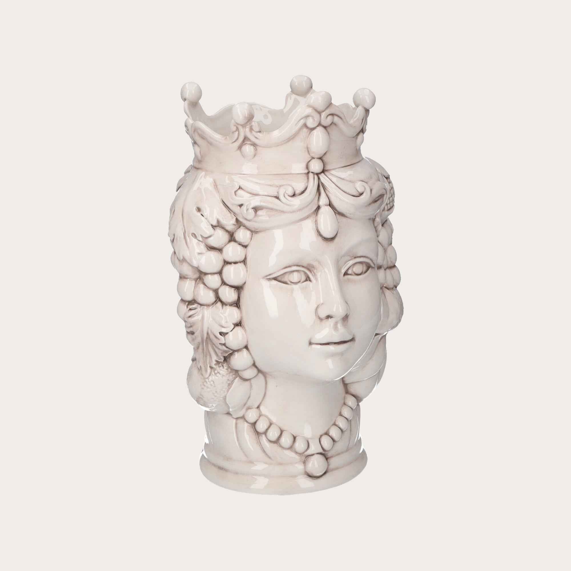 Vaso Testa di Moro Donna in Ceramica Anticata - Artigianato Made in Italy h. 38 cm