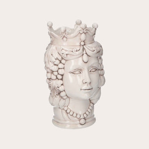 Vaso Testa di Moro Donna in Ceramica Anticata - Artigianato Made in Italy h. 38 cm