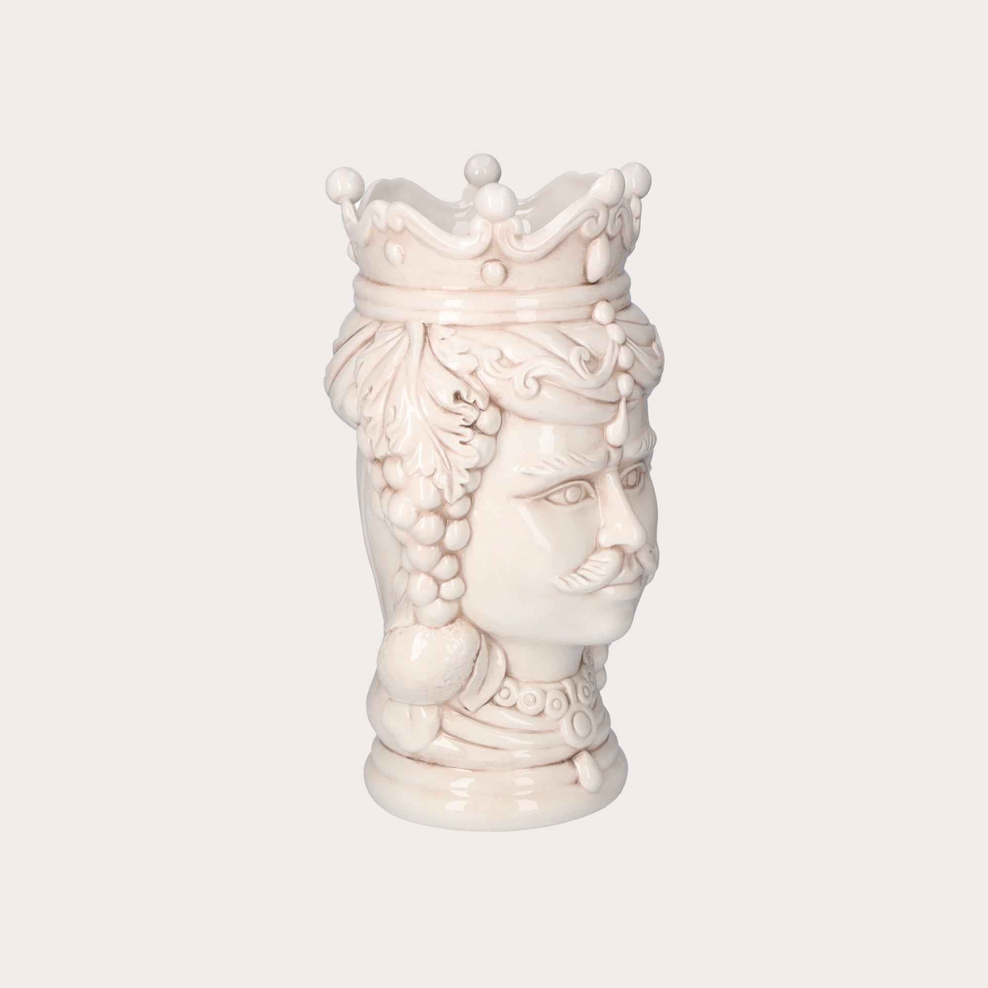 Vaso Testa di Moro Uomo in Ceramica Anticata - Artigianato Made in Italy h. 38 cm