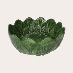 Ciotola Insalatiera in Ceramica Verde Smeraldo – Design a Forma di Verza d. 29 cm