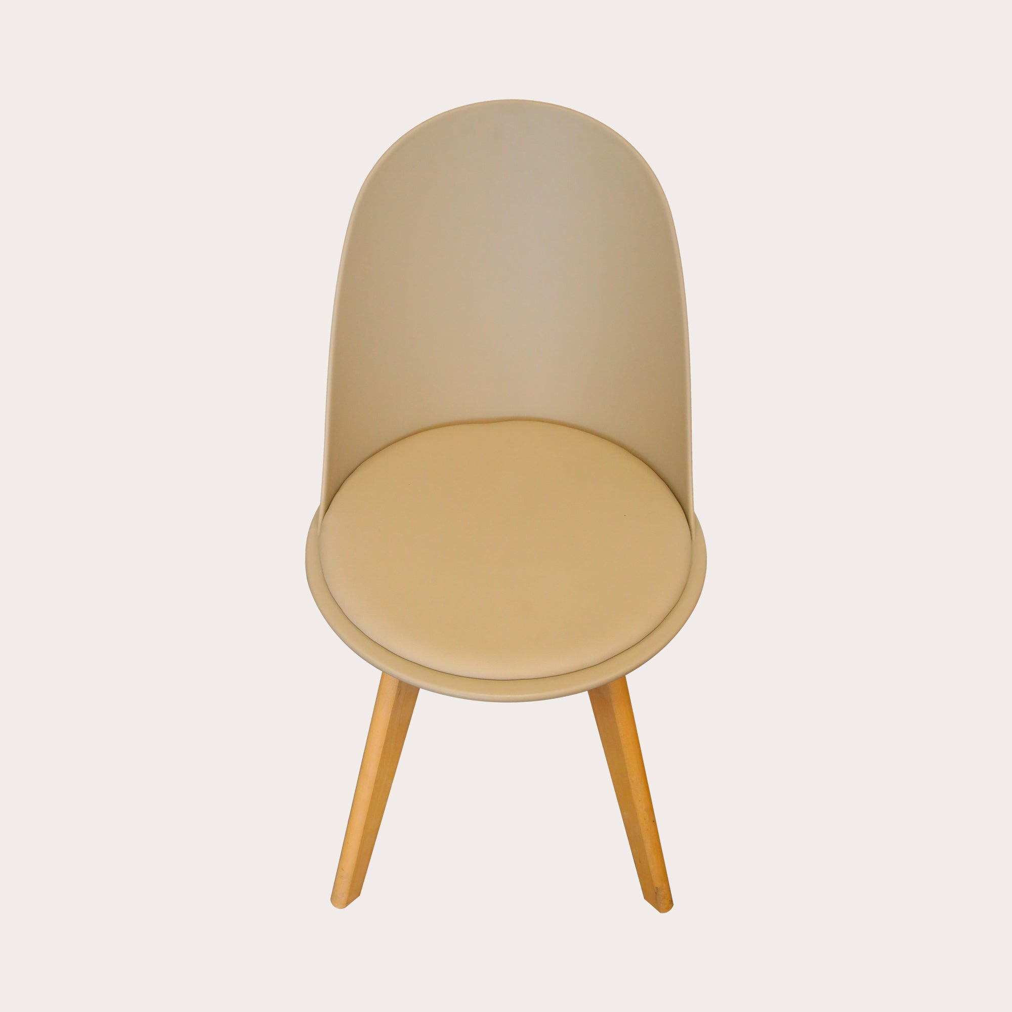 Set of 2 Beige Faux Leather Chairs with Wooden Legs