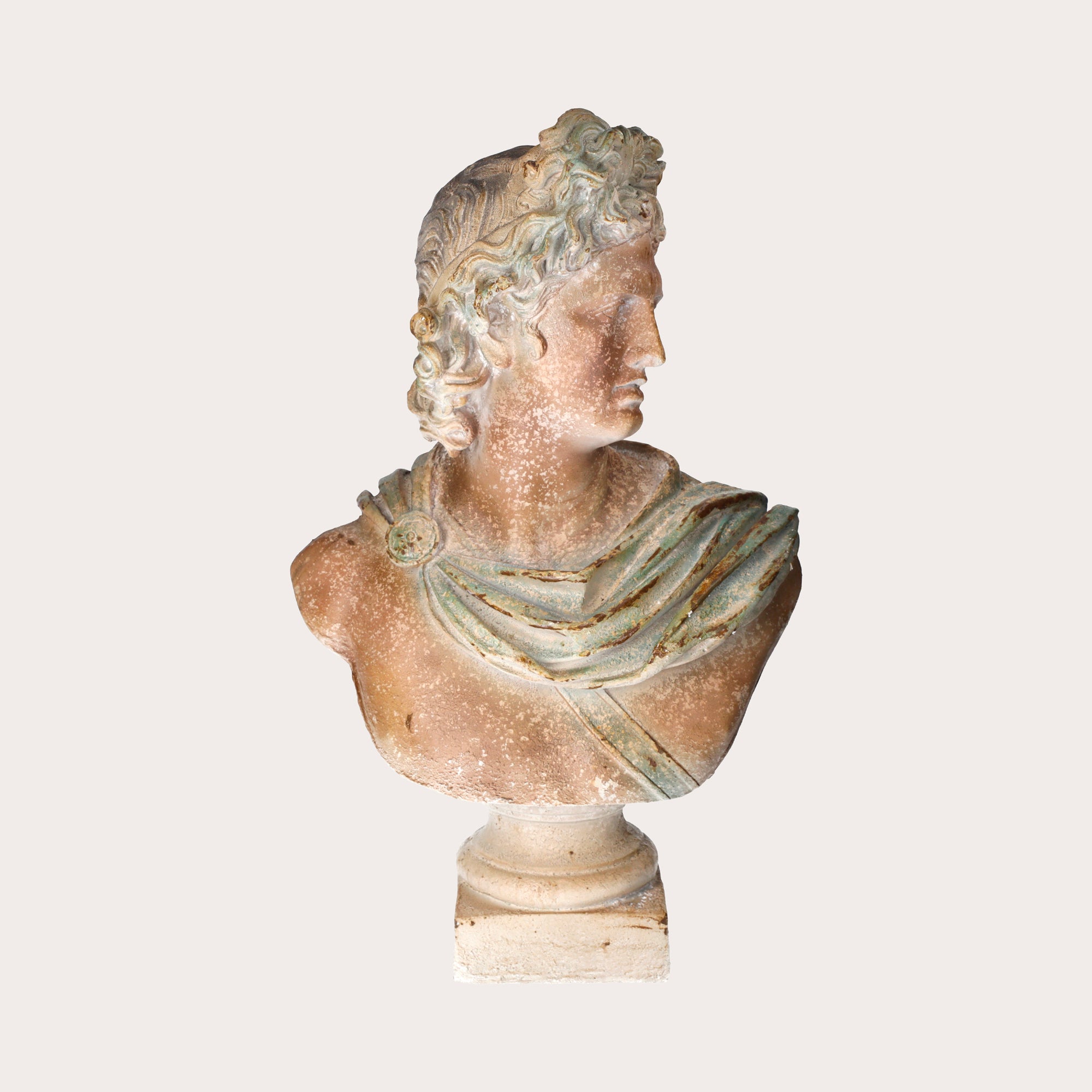 Busto Decorativo di Apollo in Resina per Interni ed Esterni, Altezza 80 cm