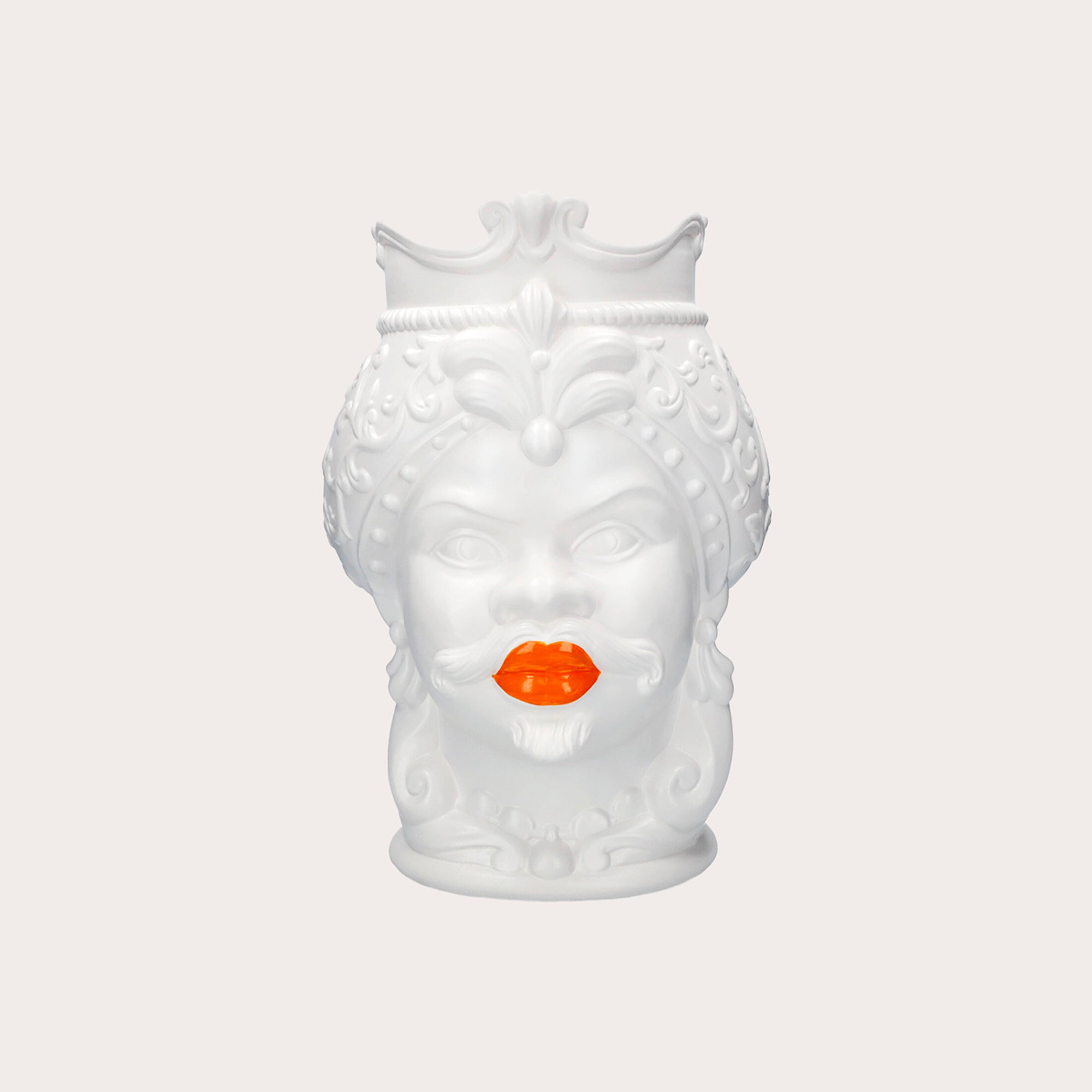 White Moor's Head Vase with Orange Lips – Made in Italy