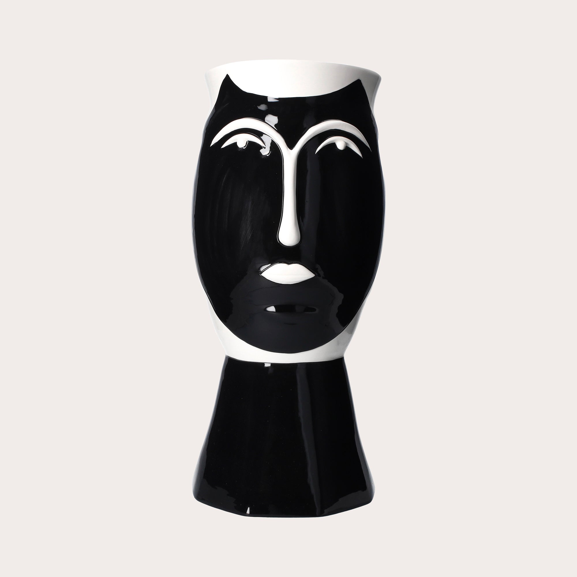 Vaso Testa Moderno in Ceramica Bianco e Nero