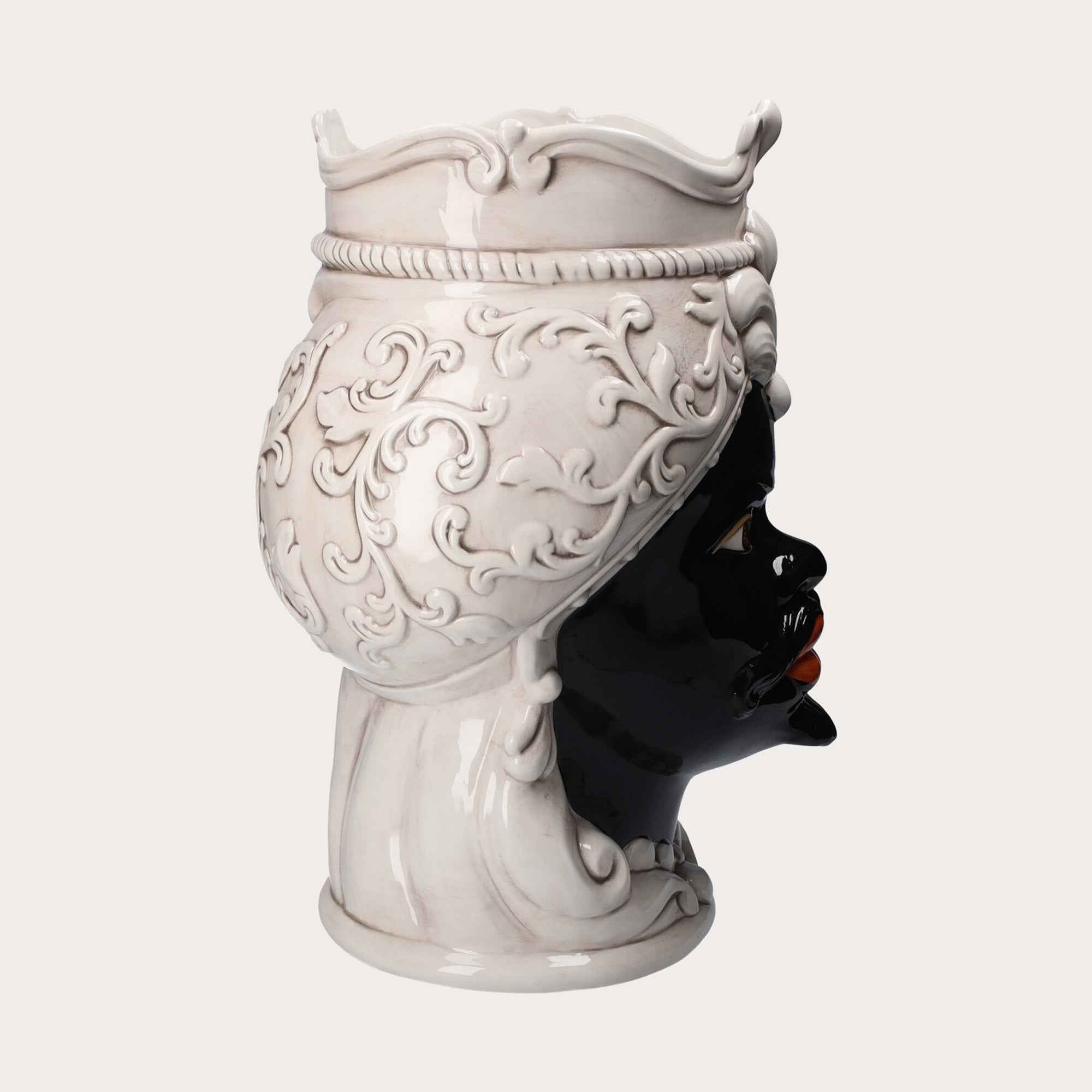Vaso Testa di Moro Donna Beige in Ceramica – Made in Italy h. 47cm