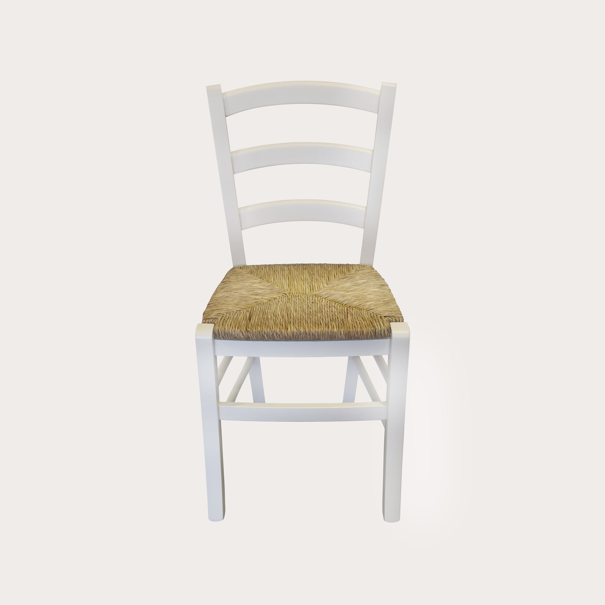Pair of Rustic Chairs in Solid Wood and Straw Seat