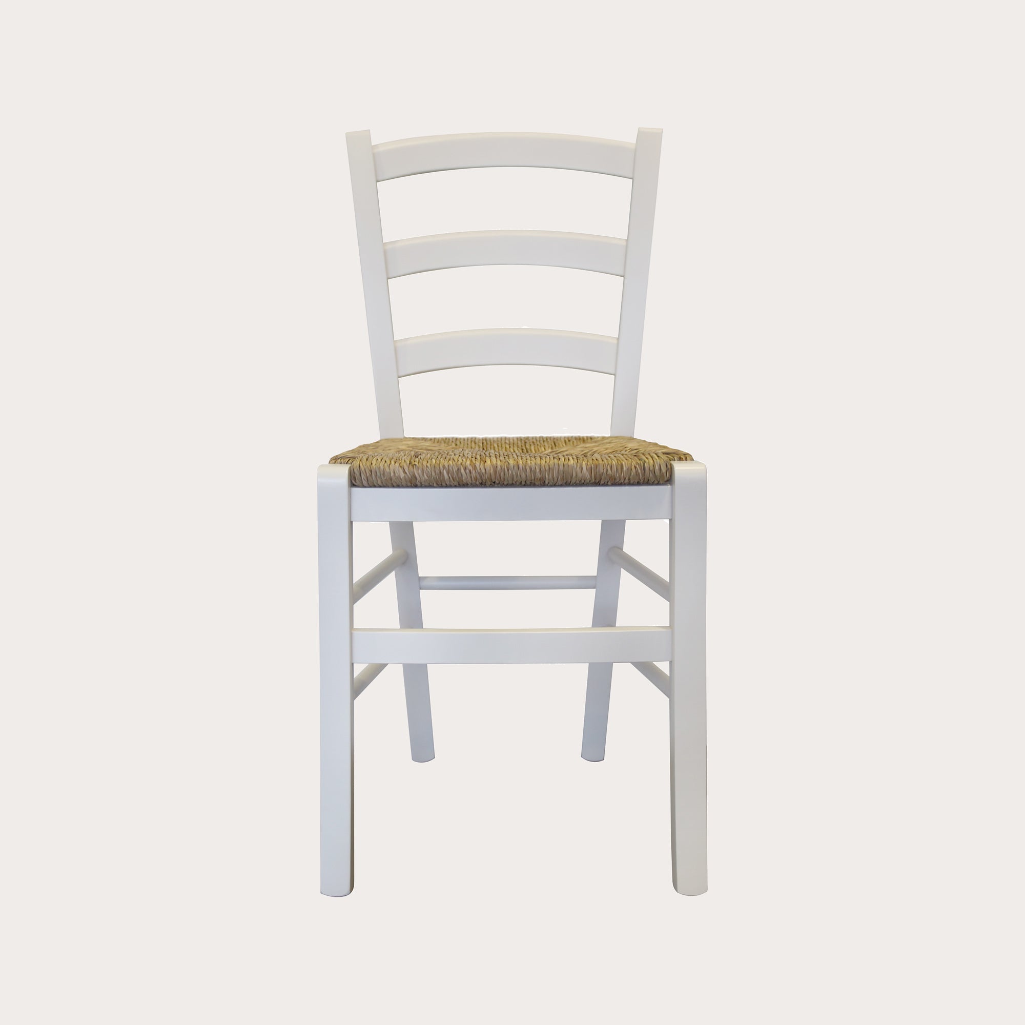 Pair of Rustic Chairs in Solid Wood and Straw Seat