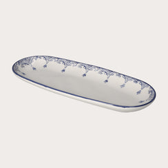 Baroque Style Blue Ceramic Oval Plate – Refined Serving Oval