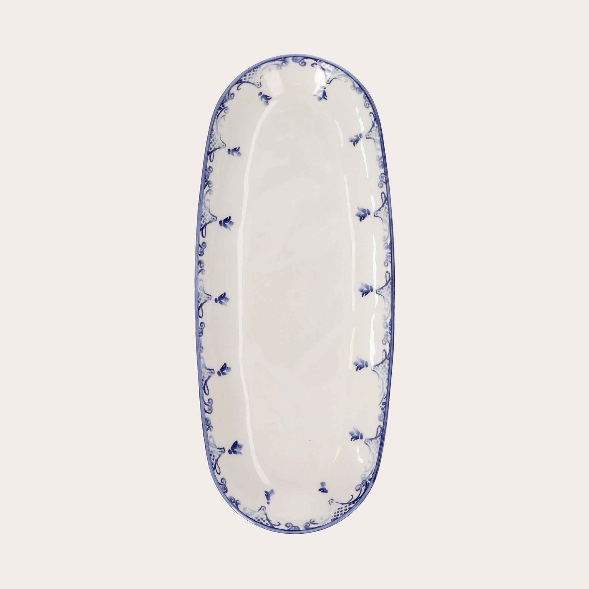 Piatto Ovale in Ceramica Stile Barocco Blu – Ovalina da Portata Raffinata