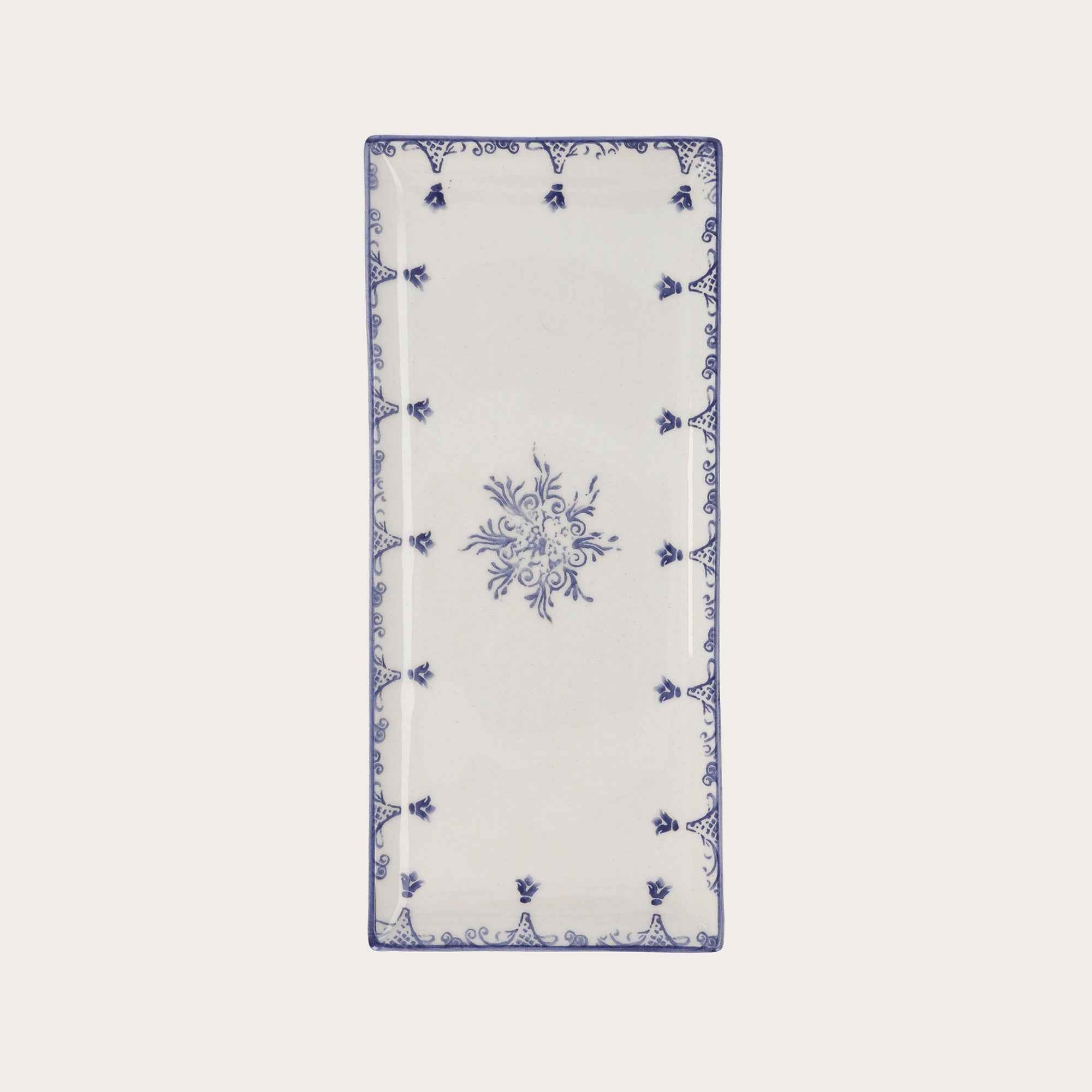 Vassoio Rettangolare in Ceramica Blu Stile Barocco – Elegante per Antipasti