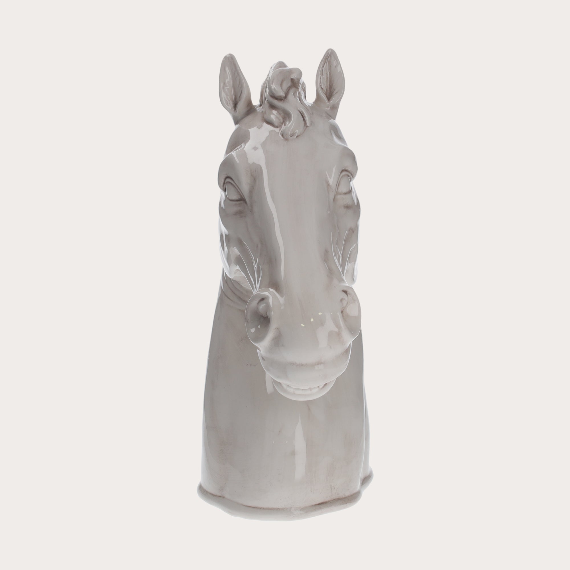 Antique White Ceramic Horse Head – Hand-Decorated, Made in Italy