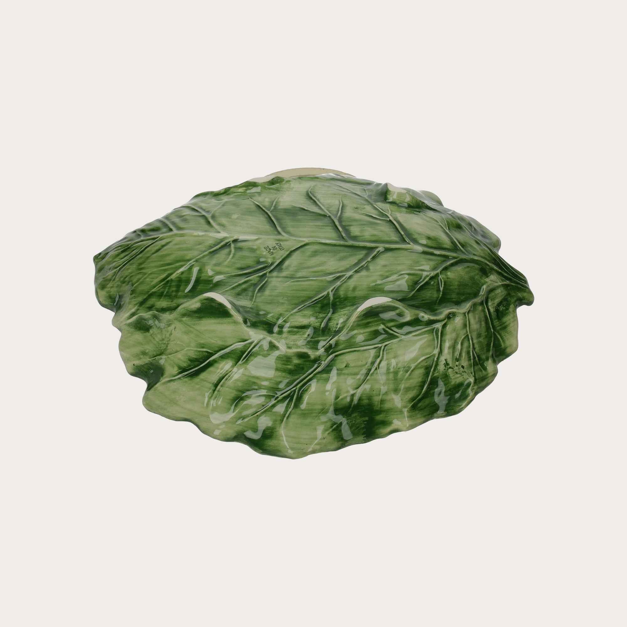 Piatto da Portata in Ceramica Verde a Forma di Foglia fatto a mano – Made in Italy