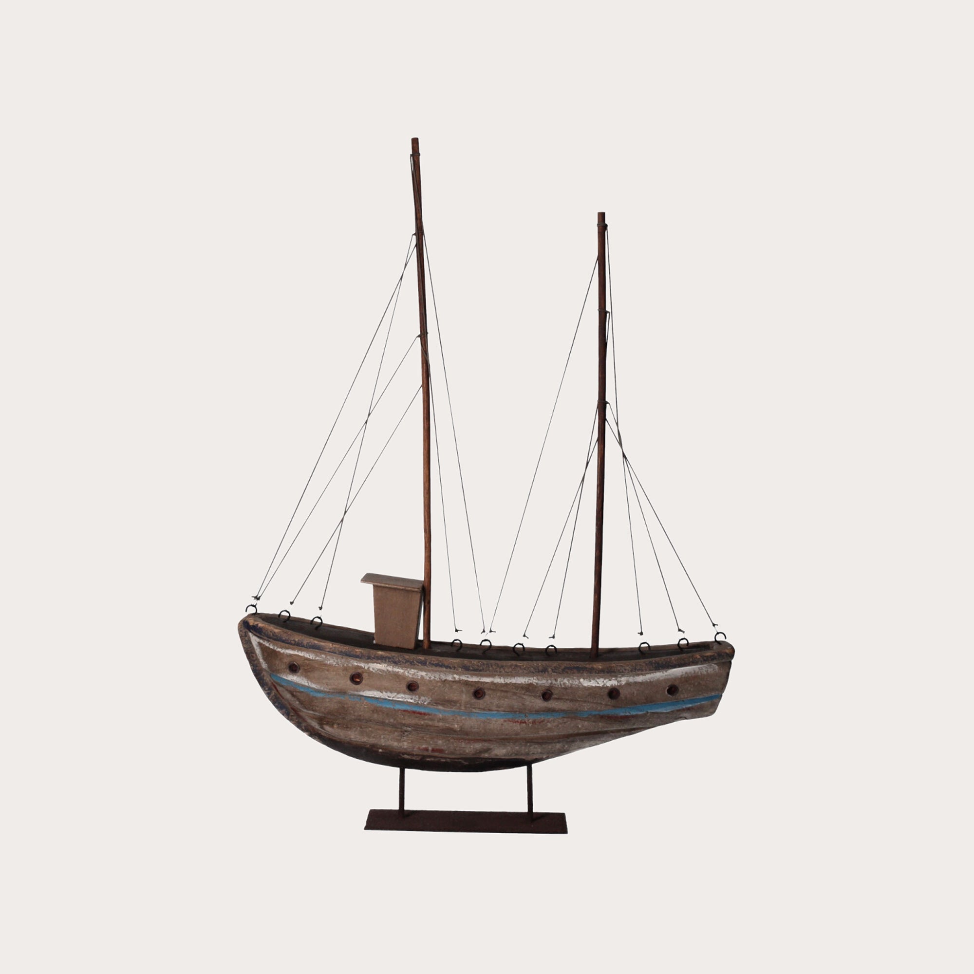 Miniature Wooden and Iron Fishing Boat – Handcrafted Nautical Decoration