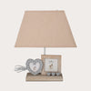 Table Lamp with Wooden Base and Beige Lampshade