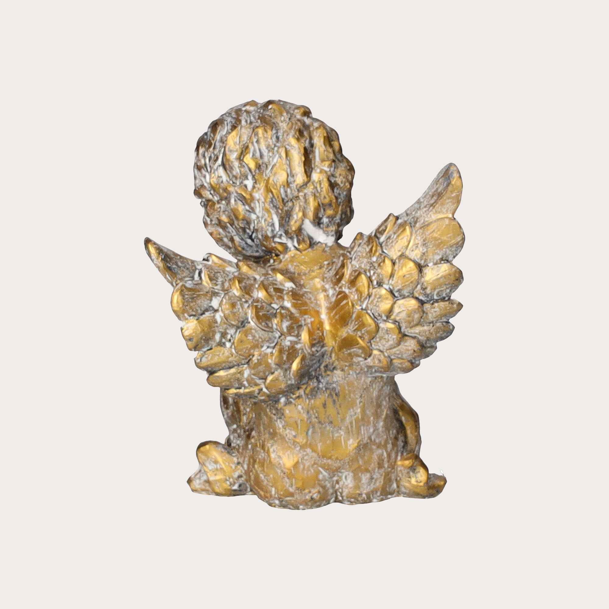 Angelo Decorativo Seduto in Resina Tinta Oro