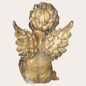 Angelo Decorativo Seduto in Resina Color Oro – Statuetta Elegante da Arredo