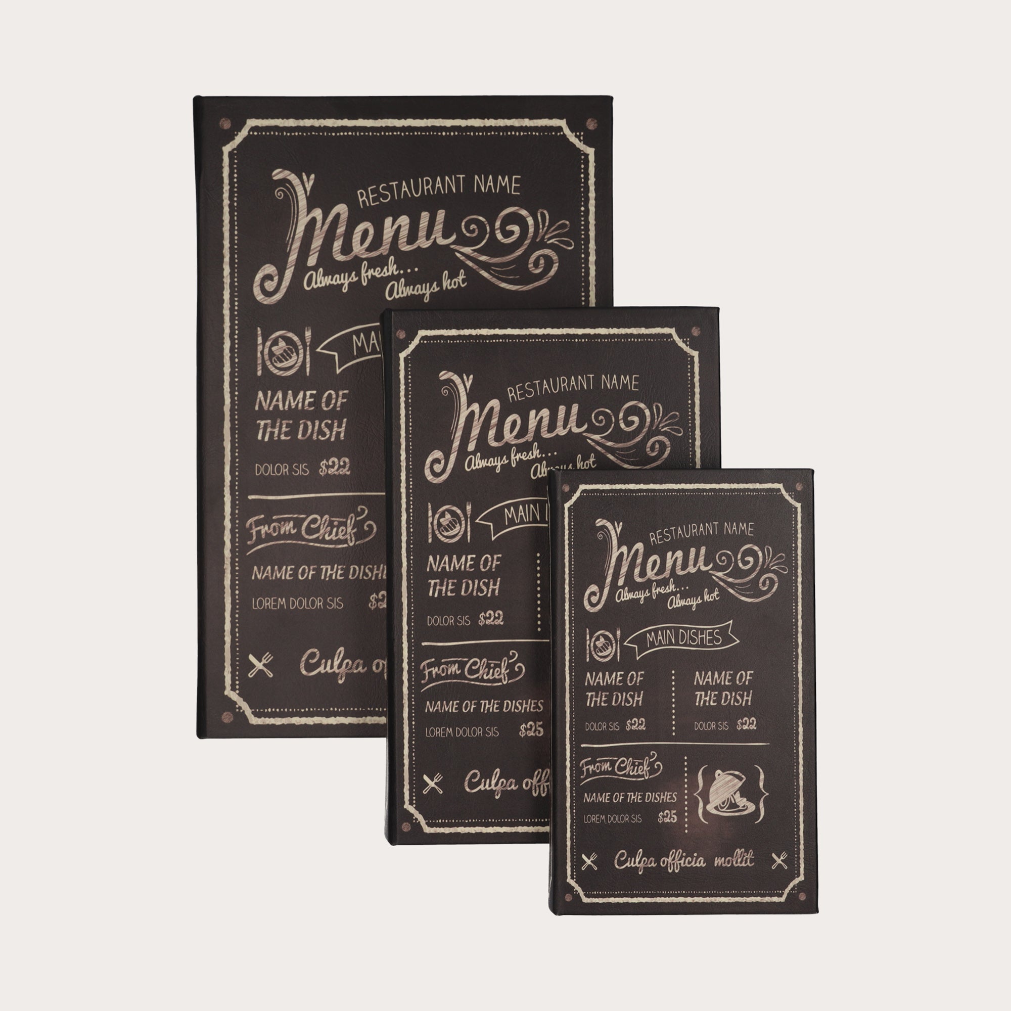Tris di finti Libri Decorativi con motivo Menu'