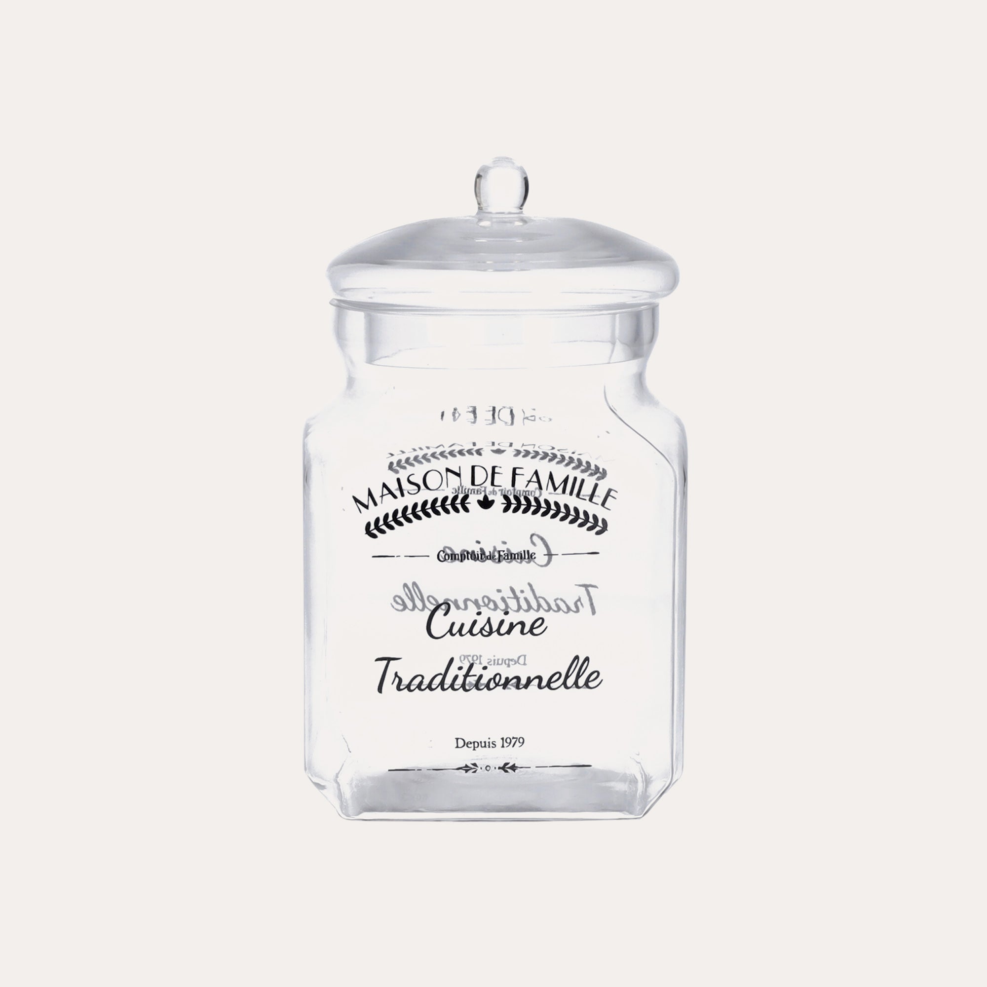 Barattoli in Vetro con Coperchio e Scritta Francese