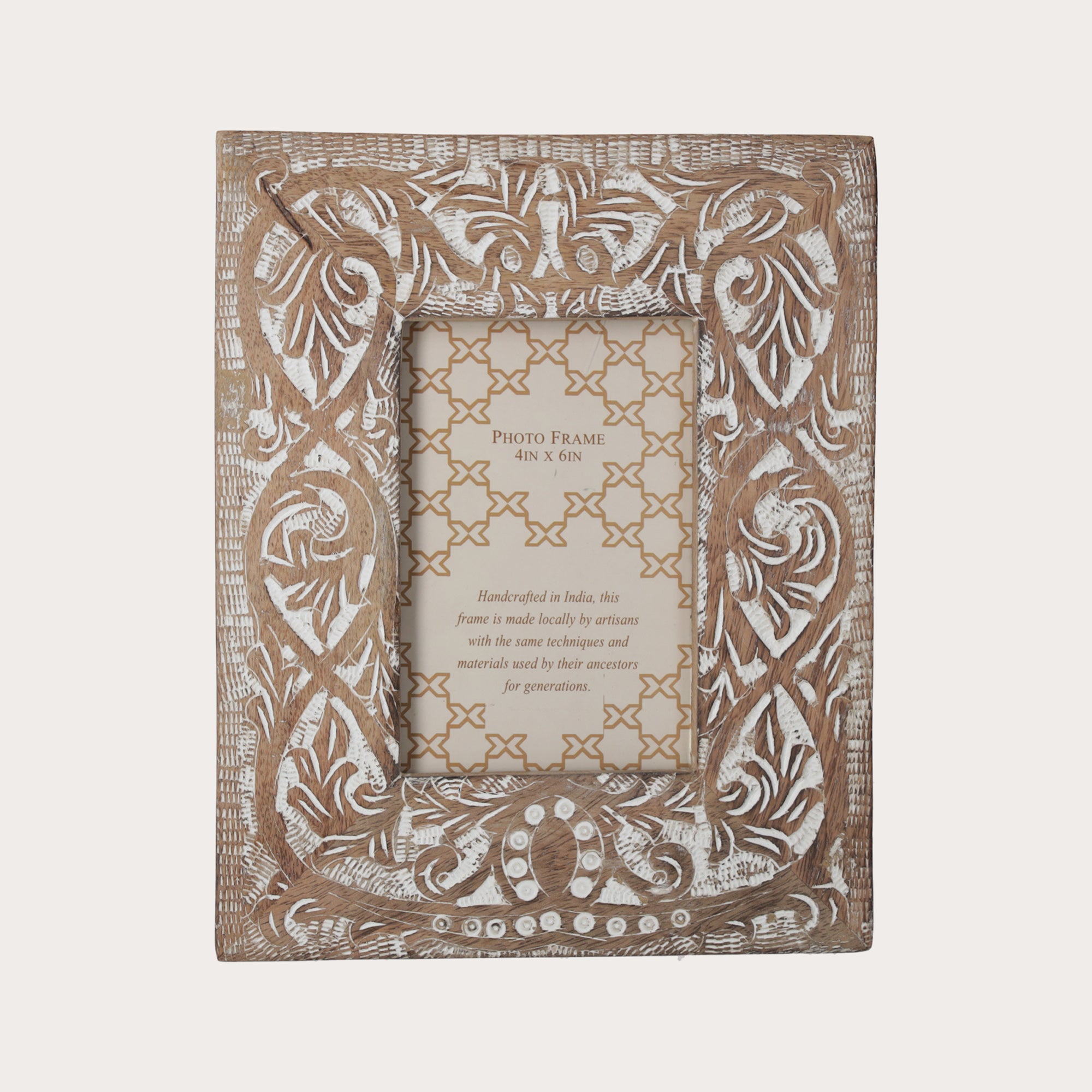 Cornice Portafoto Intagliata con Decorazioni Bianche Eleganti